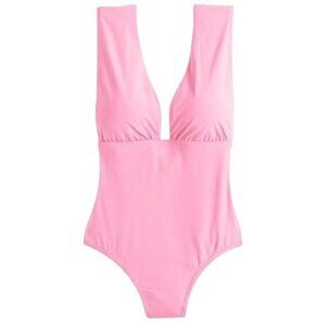 J. Crew Plunge V Neck One Piece Swimsuit in Wild Petunia Size 0 NWT